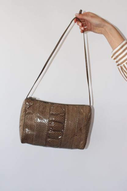 Vintage Taupe Genuine Snakeskin Purse