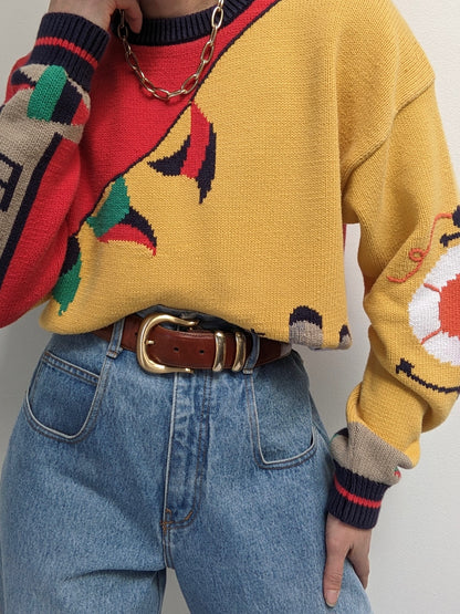 Favorite Vintage Nautical Graphic Sweater