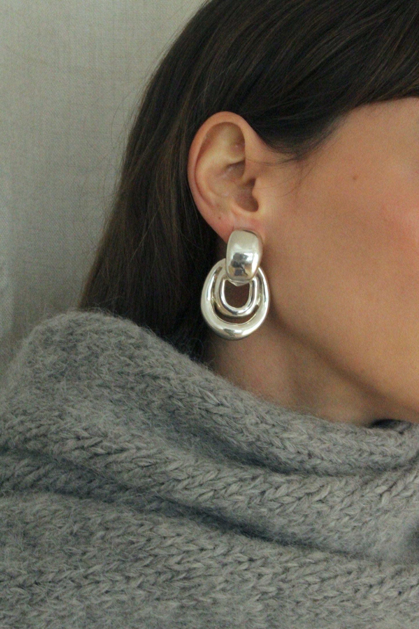 Incredible Vintage Silver Door Knocker Earrings