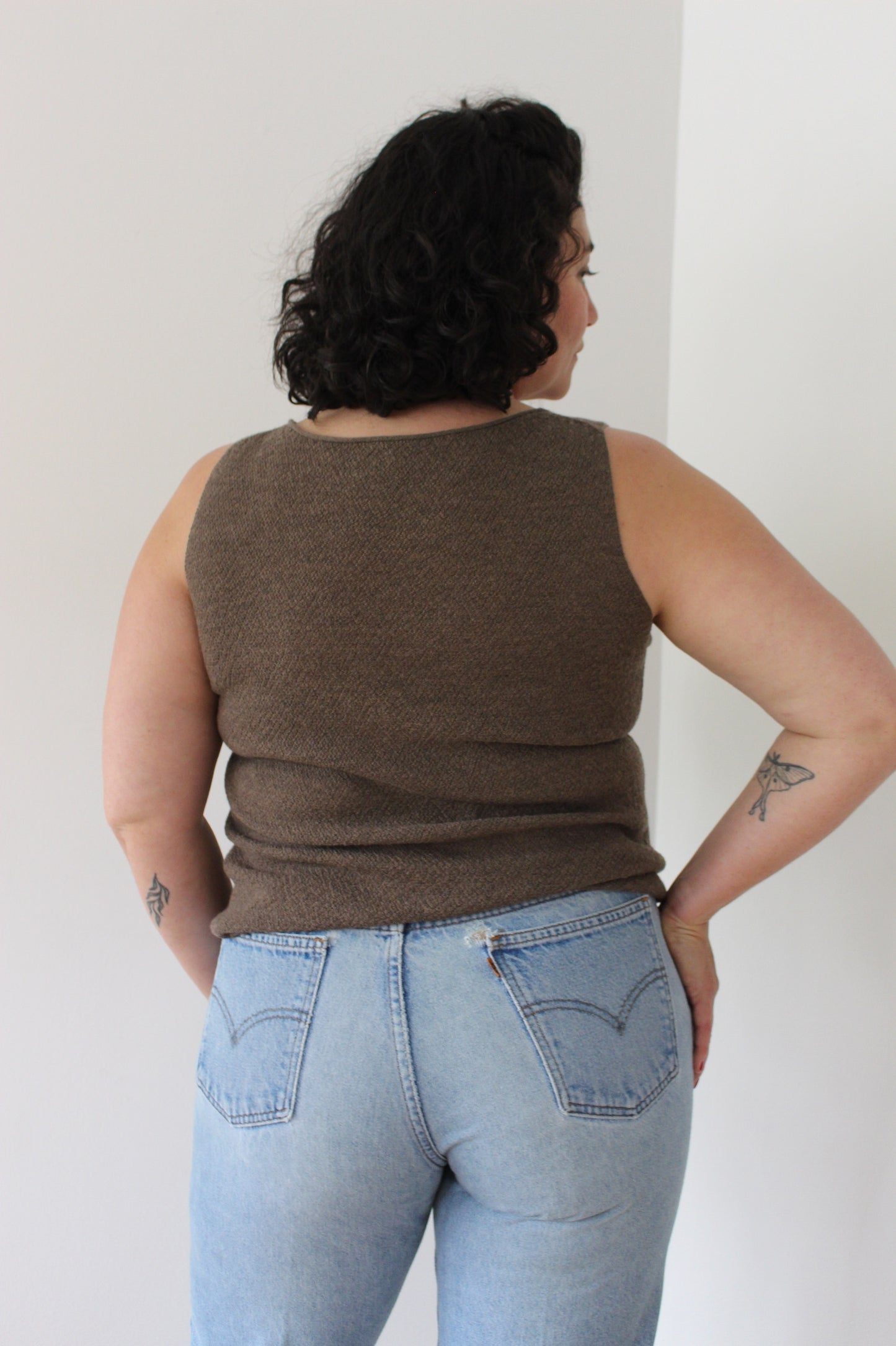 Eileen Fisher Cocoa Woven Wool Tank