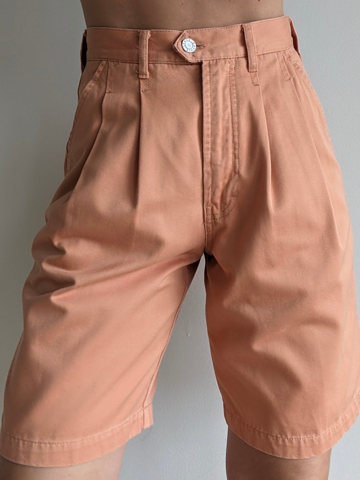 Vintage Faded Apricot Pleated Shorts
