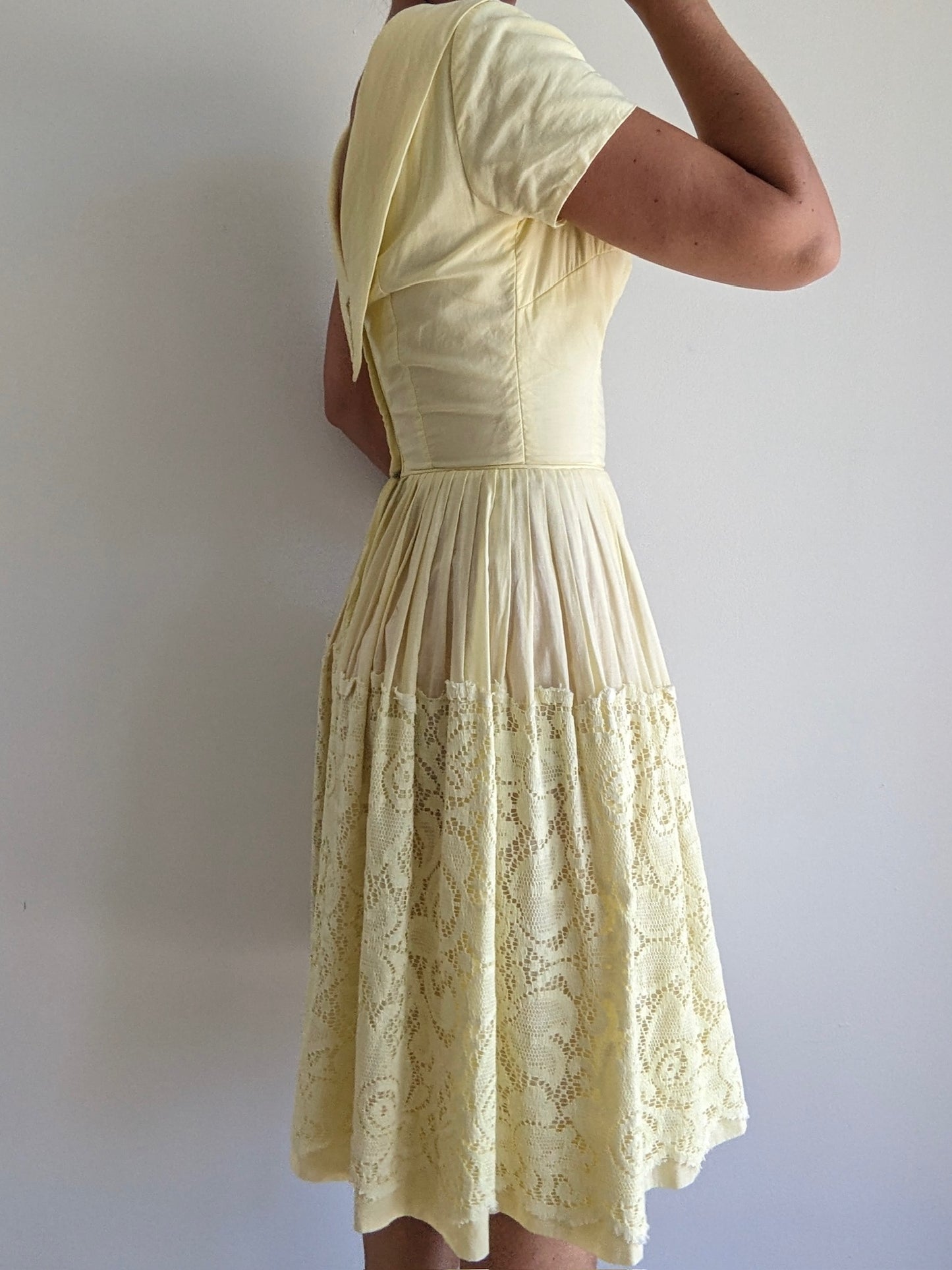 Vintage Butter Yellow Lace Dress