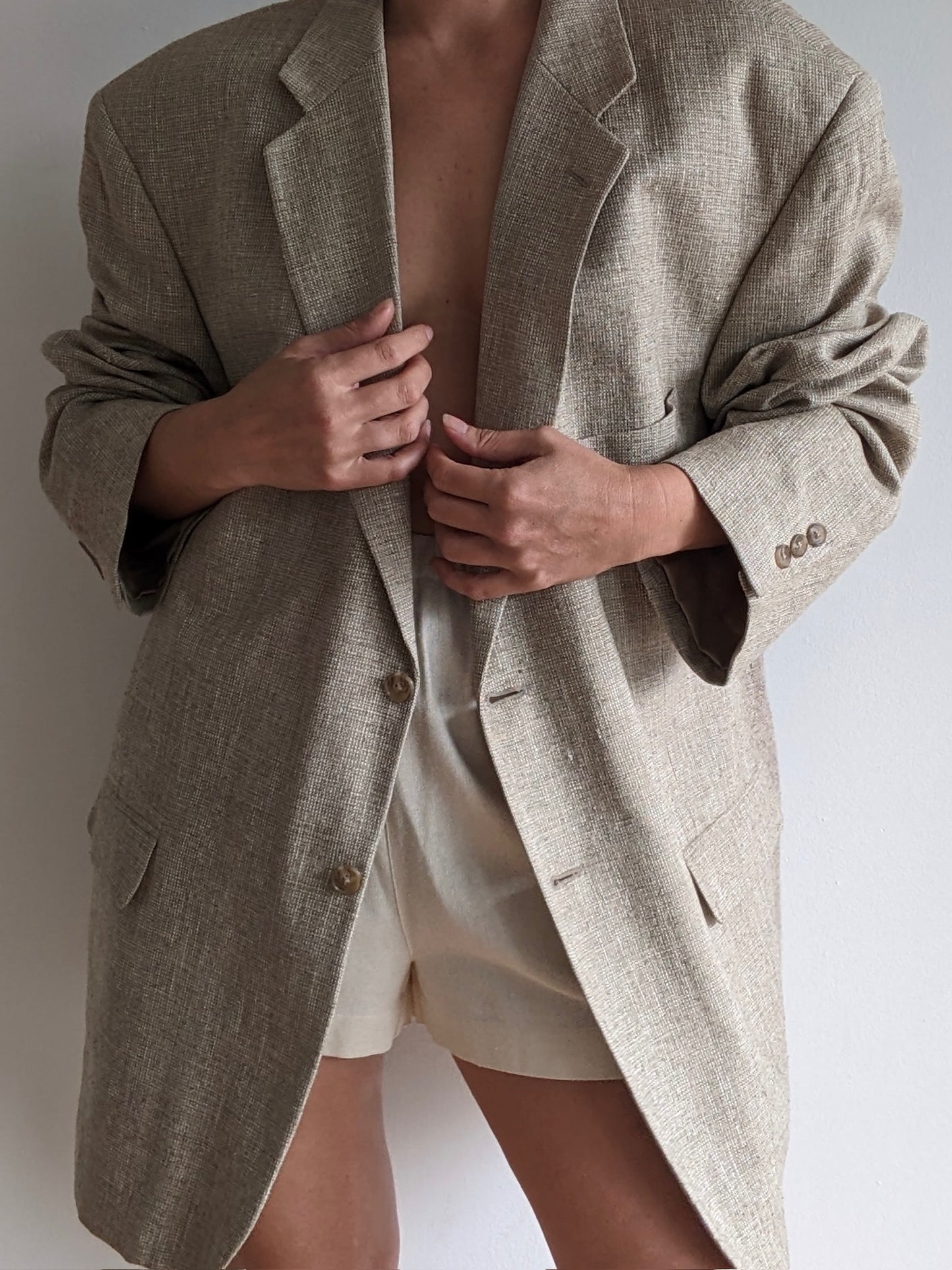 Vintage Oat Woven Silk Blazer