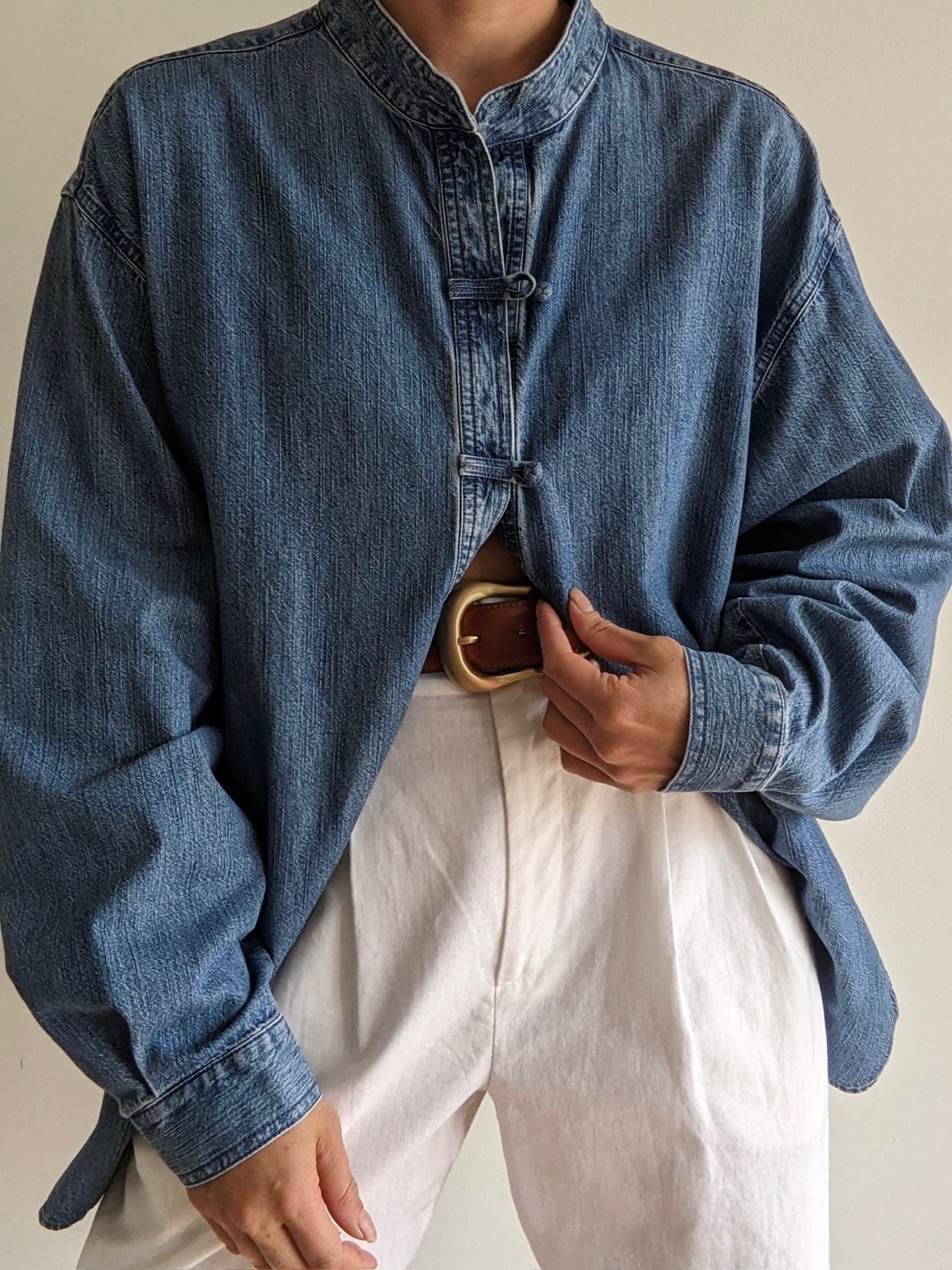 Favorite Vintage Denim Knot Closure Button Down