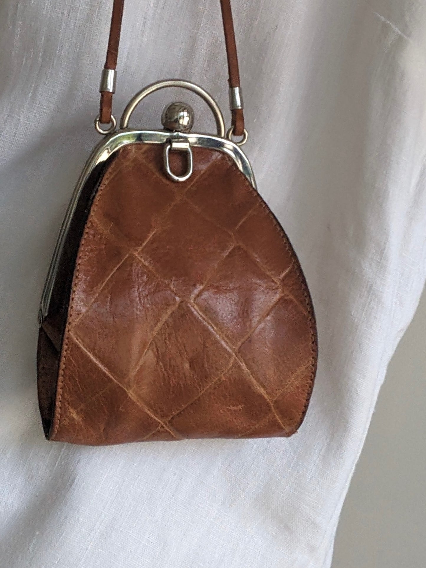 Vintage Petite Croc-Embossed Leather Bag