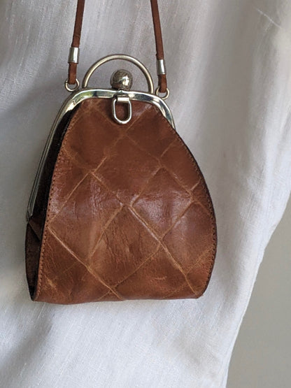 Vintage Petite Croc-Embossed Leather Bag