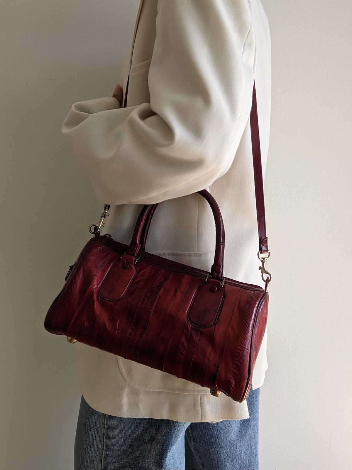 Vintage Oxblood Eelskin Leather Purse