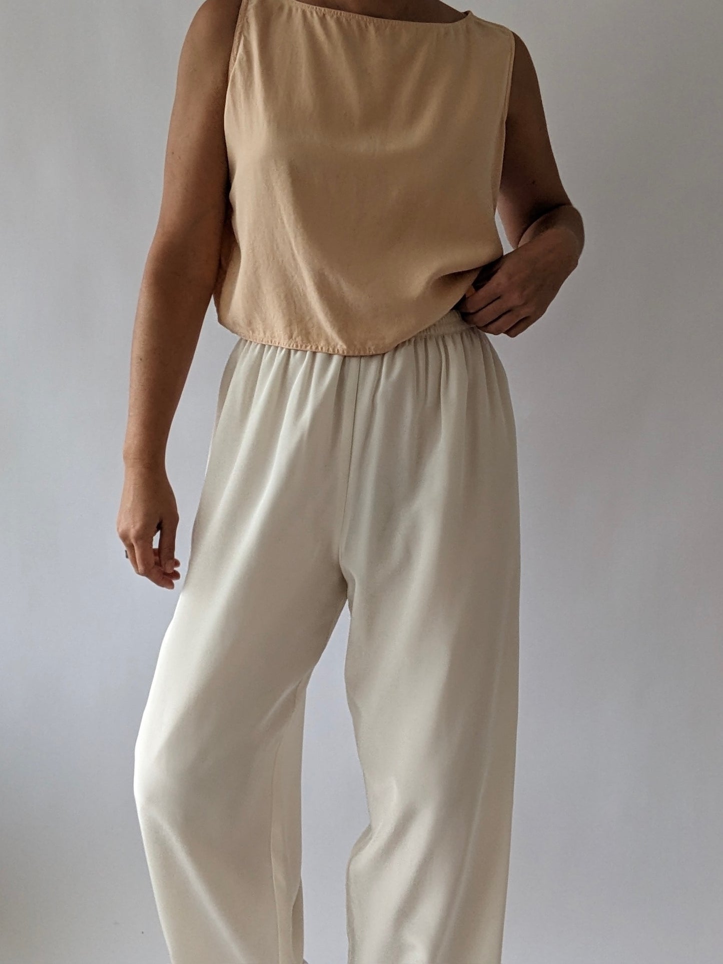 90s Cropped Peach Silk Top