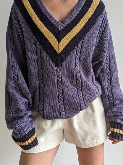 Vintage Collegiate V-Neck Sweater