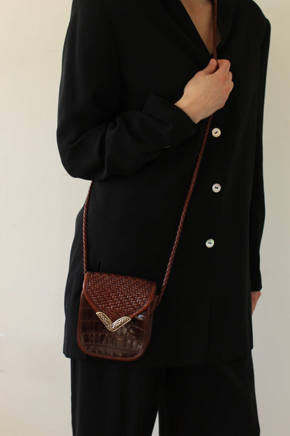 Sweetest Vintage Embossed Leather Crossbody Bag