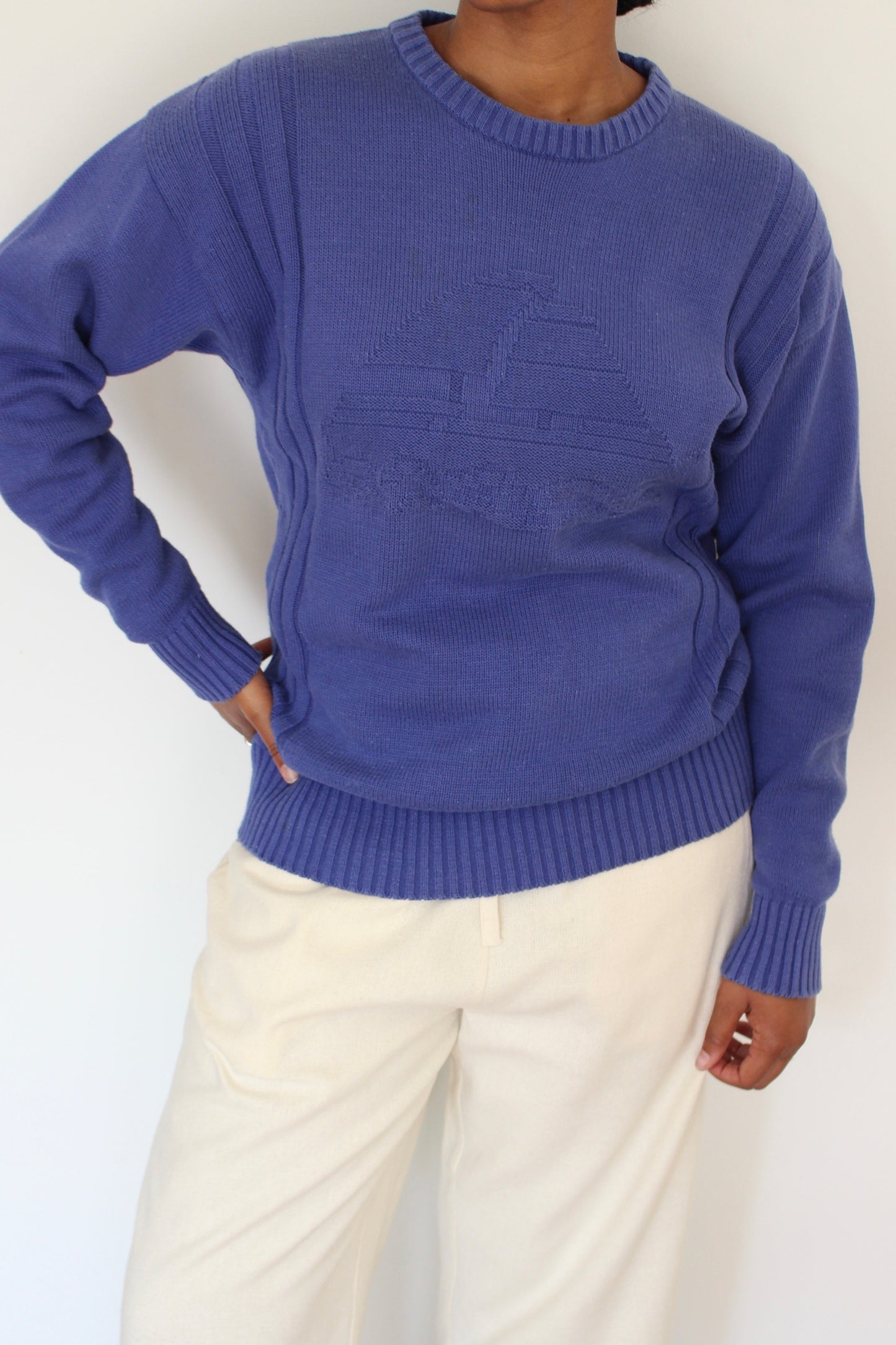 Sweet Vintage Sailboat Cotton Sweater