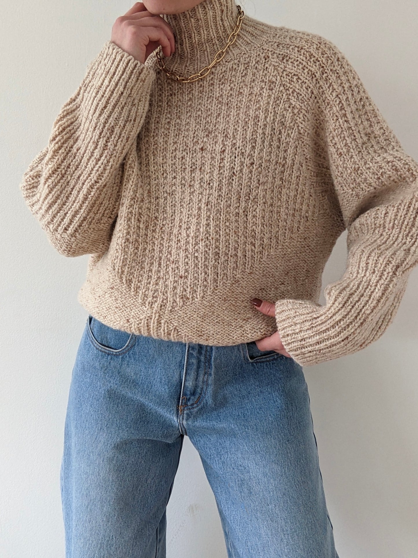 Amazing Vintage Speckled Oat Wool Tunic Sweater