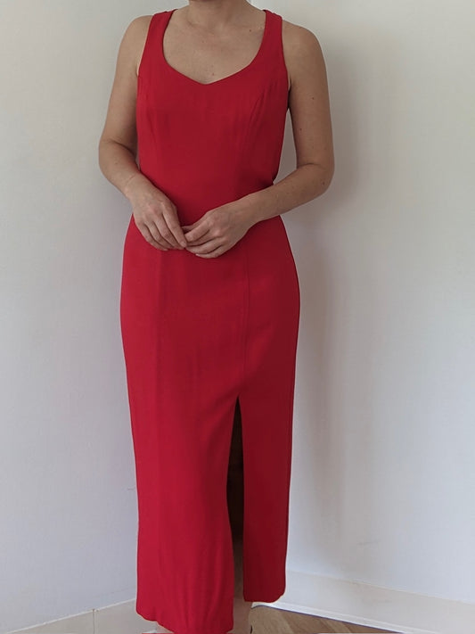 Stunning Vintage Crimson Cross Back Dress