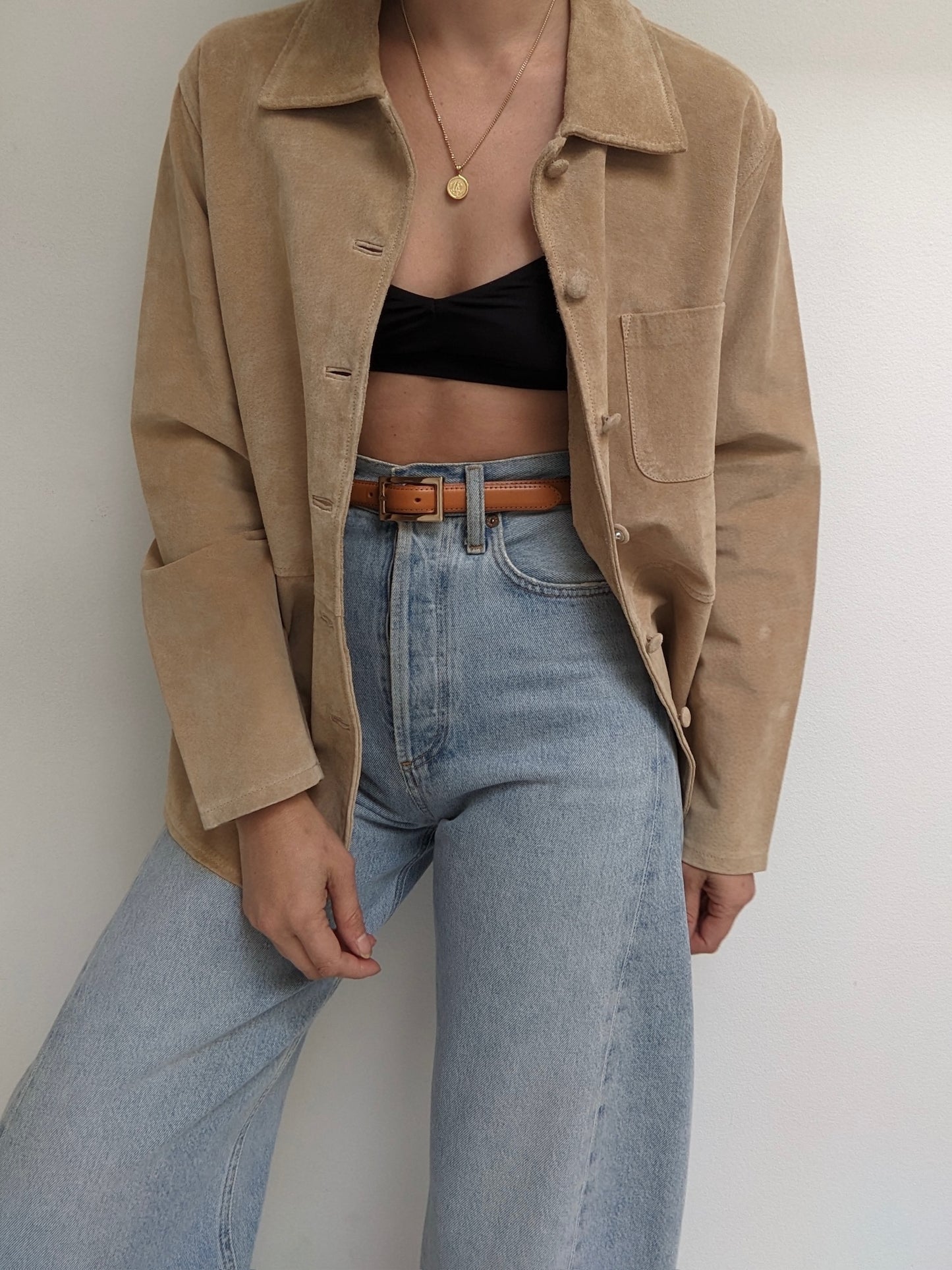 Incredible Vintage Biscuit Suede Button Down