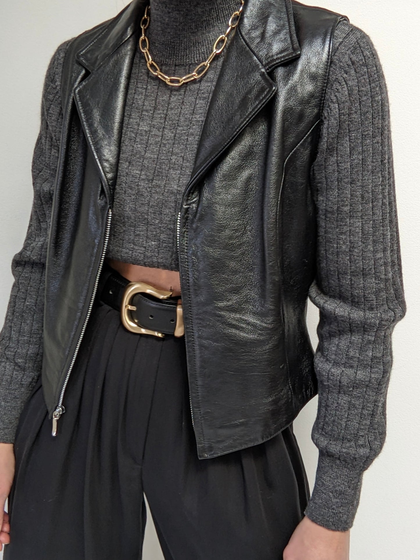 Vintage Wilsons Onyx Leather Zip Vest