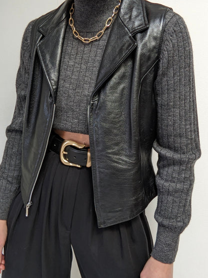 Vintage Wilsons Onyx Leather Zip Vest