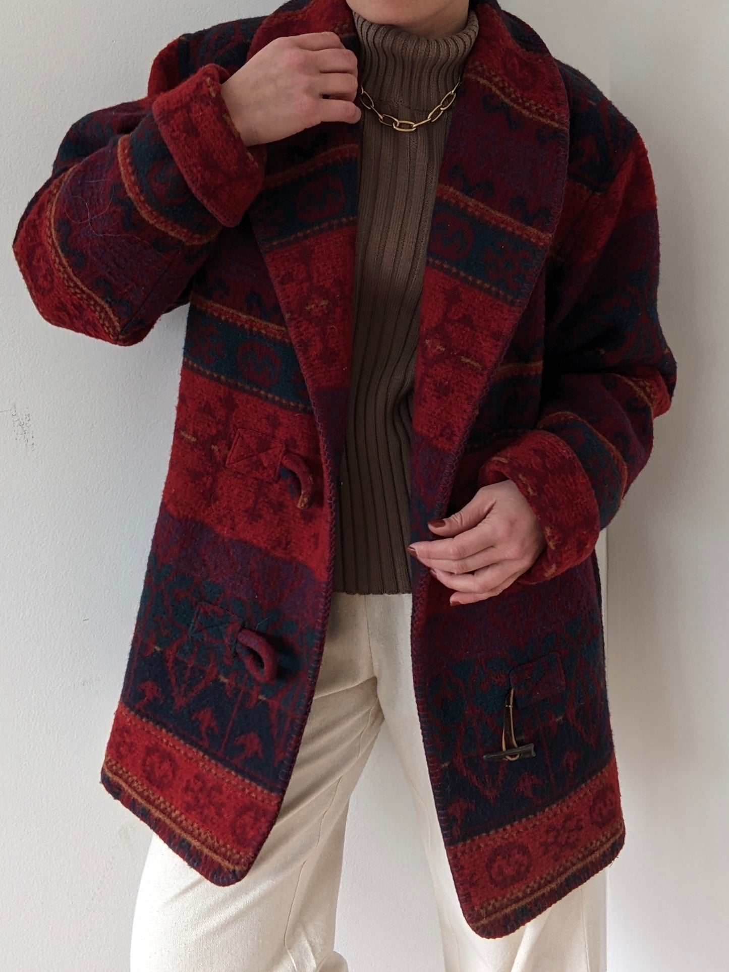 Amazing Vintage Eddie Bauer Patterned Wool Toggle Coat