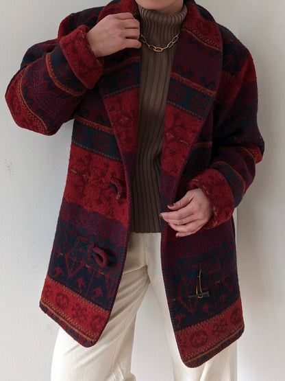 Amazing Vintage Eddie Bauer Patterned Wool Toggle Coat
