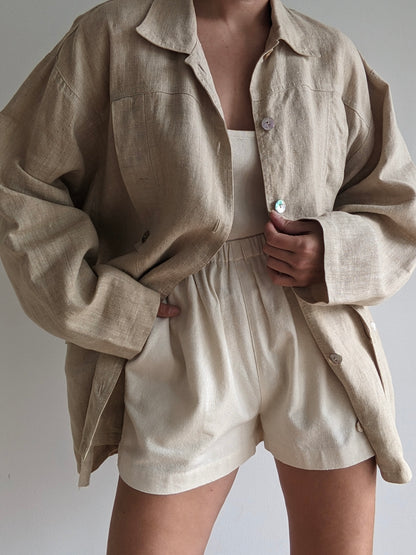 Lovely Vintage Oat Woven Linen Jacket