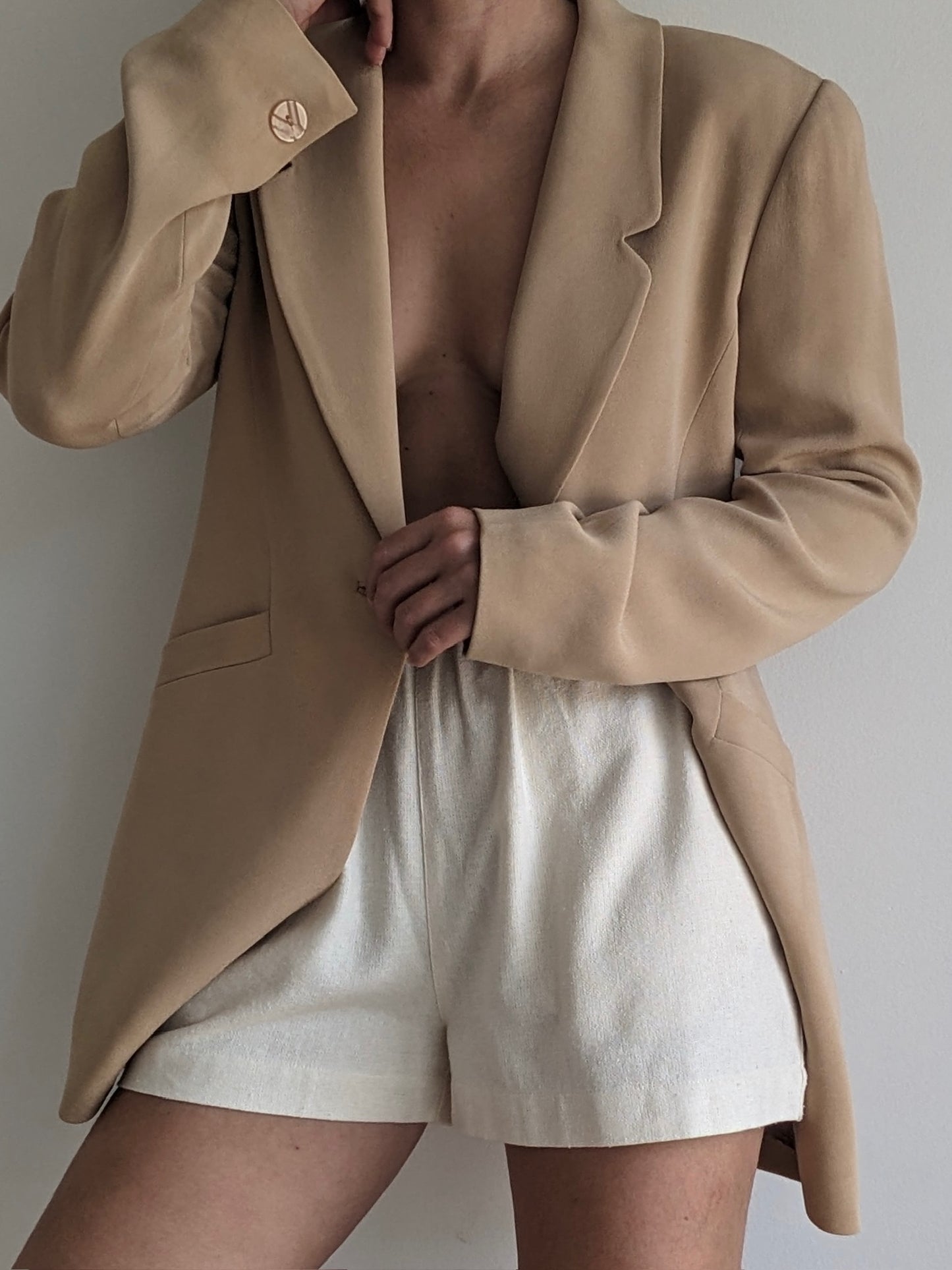 Vintage Latte Silk Blazer