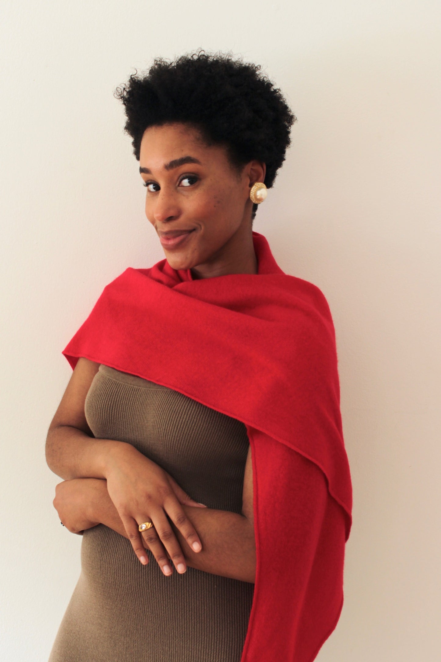 Beautiful Vintage Studded Gold Faux Pearl Earrings