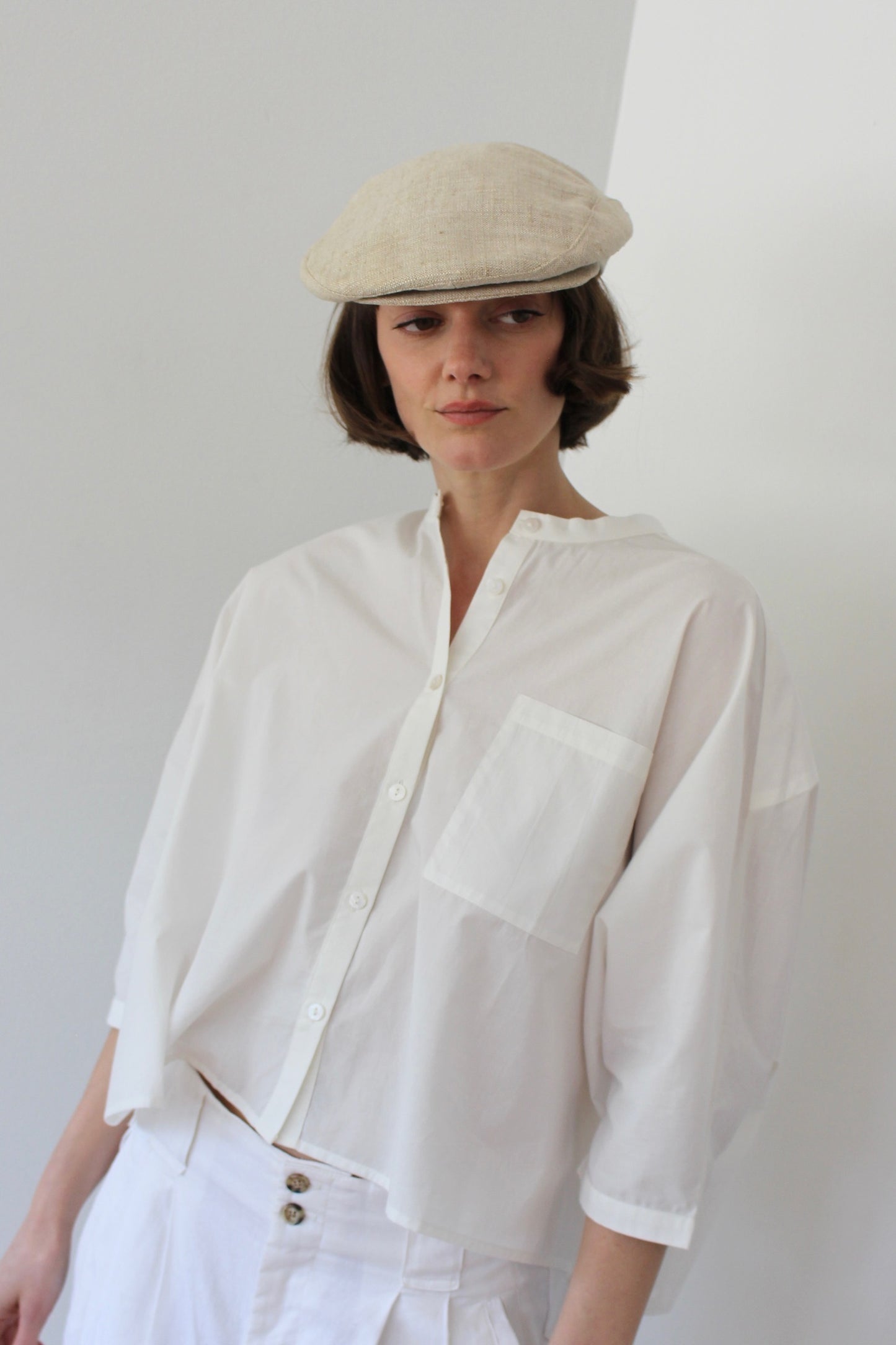 Vintage Woven Linen Flat Cap