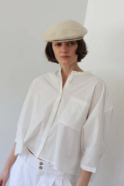 Vintage Woven Linen Flat Cap