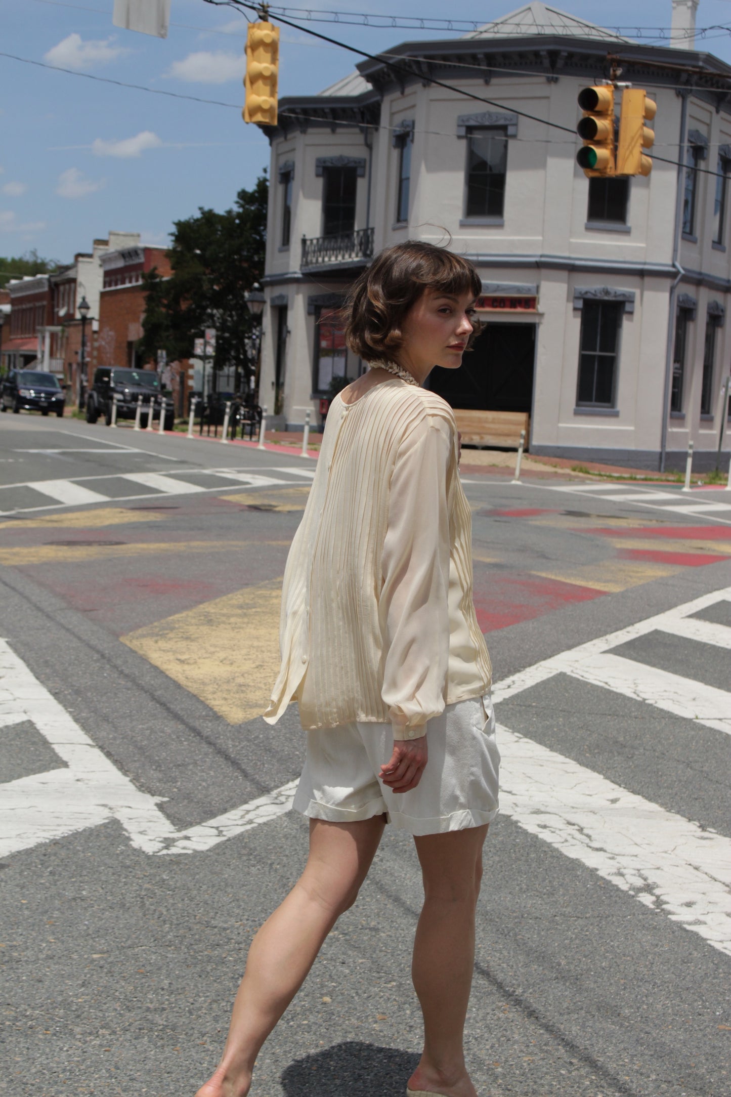 Favorite Vintage Sheer Pleated Silk Blouse