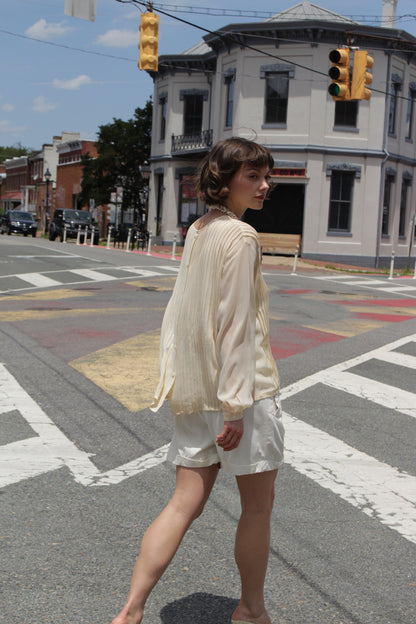 Favorite Vintage Sheer Pleated Silk Blouse