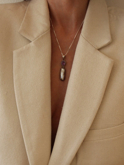 Gorgeous Vintage Baroque Pearl & Amethyst Sterling Silver Pendant