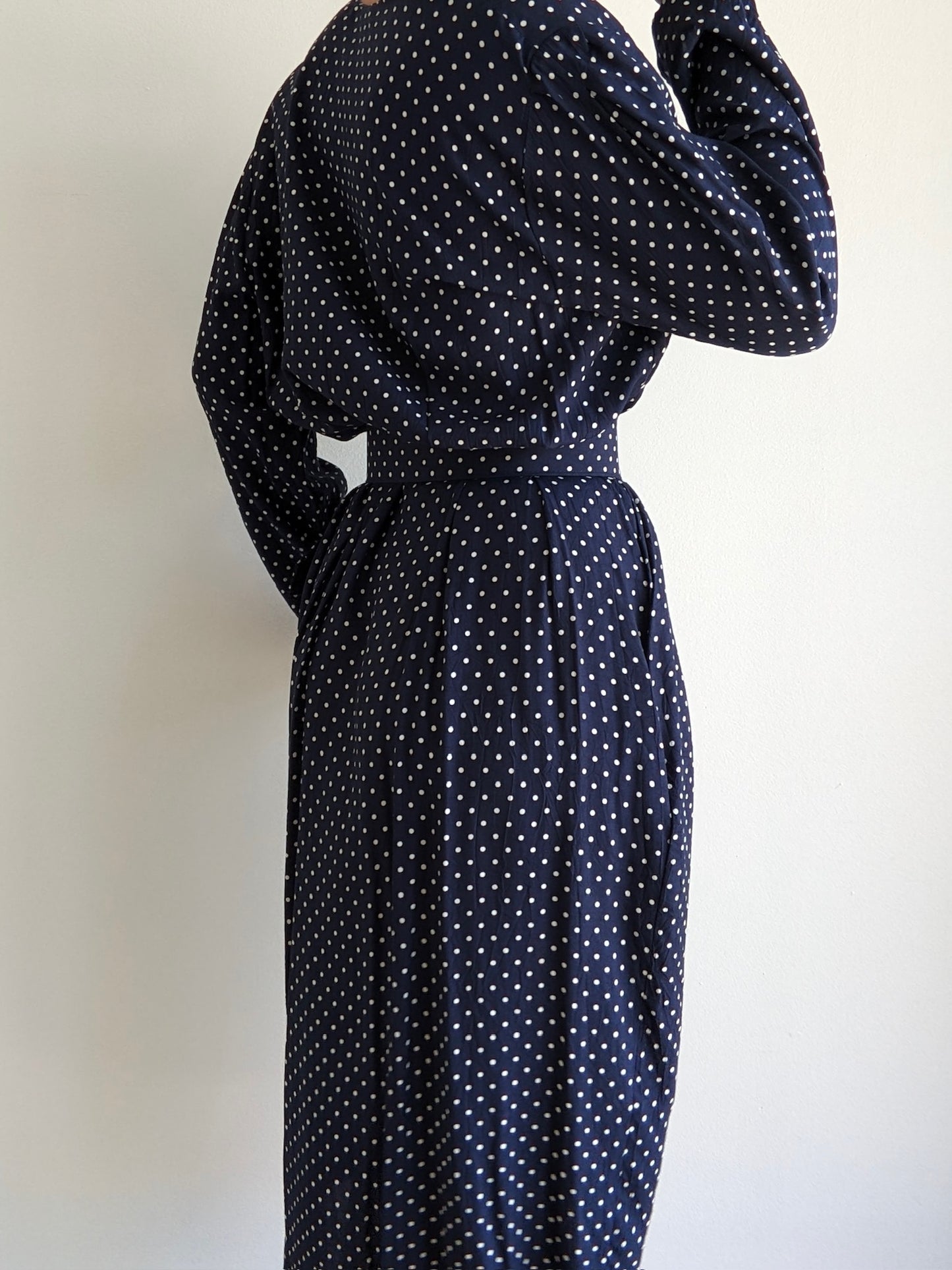 Vintage Belted Polka Dot Dress