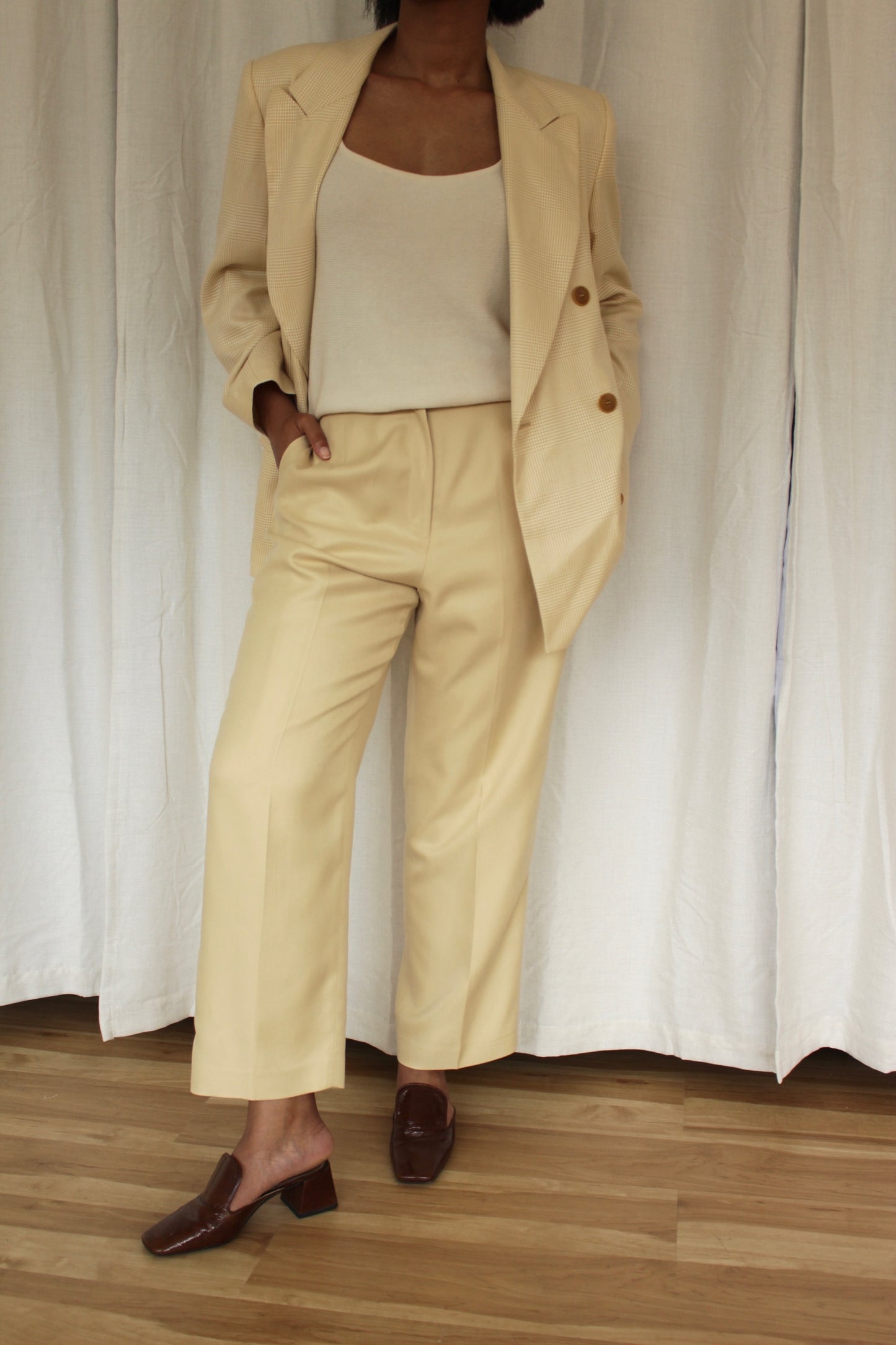 Vintage Butter Twilled Silk Pant