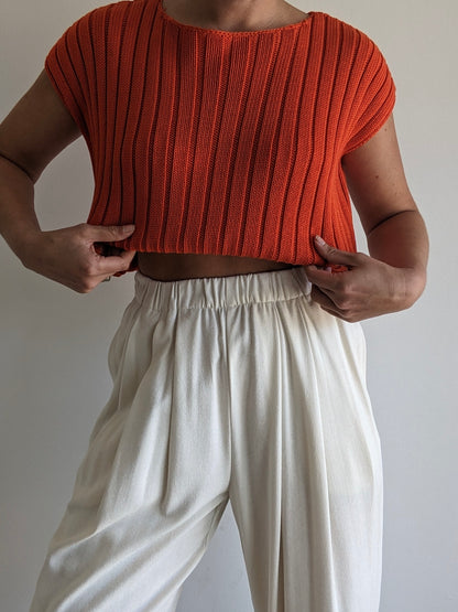 Vintage Persimmon Ribbed Knit Top