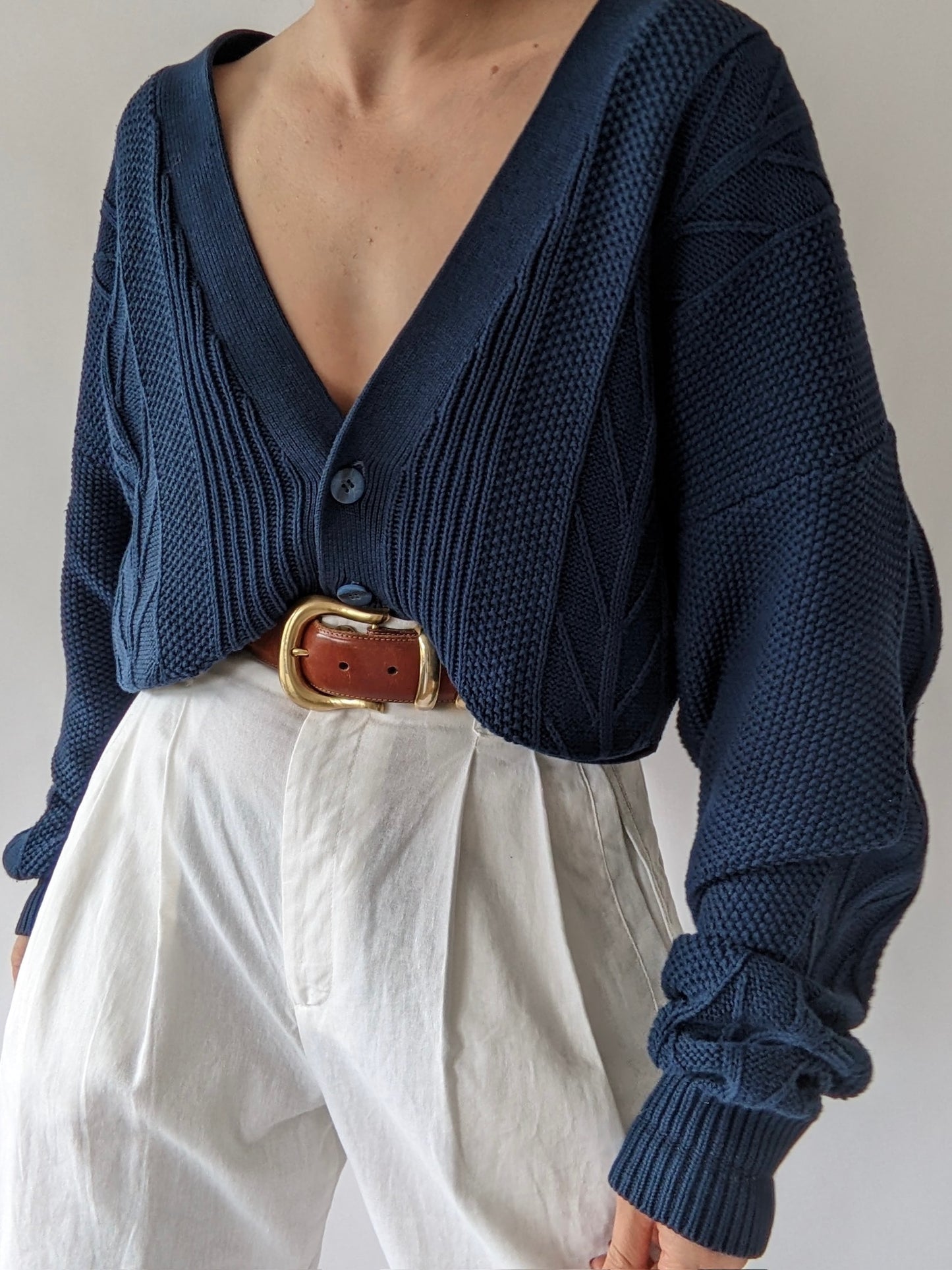 Vintage Midnight Knitted Cotton Cardigan