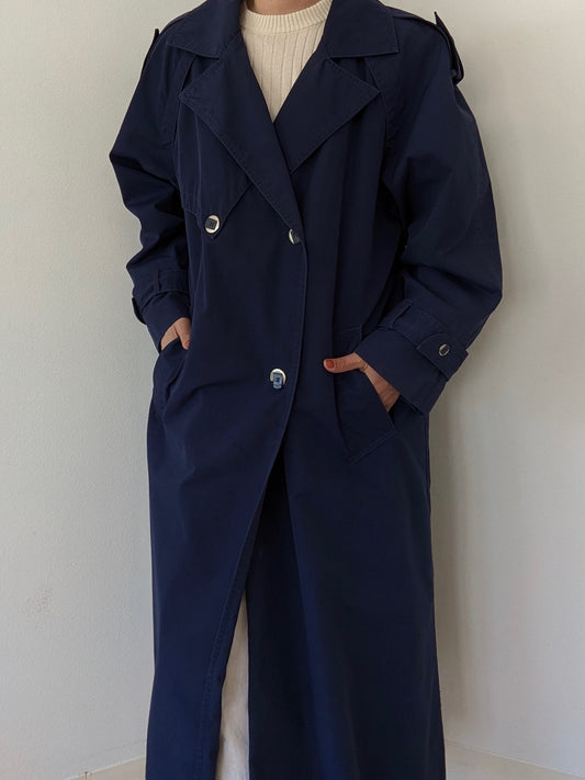 Vintage Navy Cotton Trench Coat