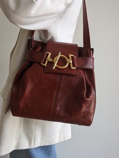 Amazing Vintage Texier Mahogany Leather Bag