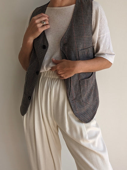 Plaid Wool Pocket Vest