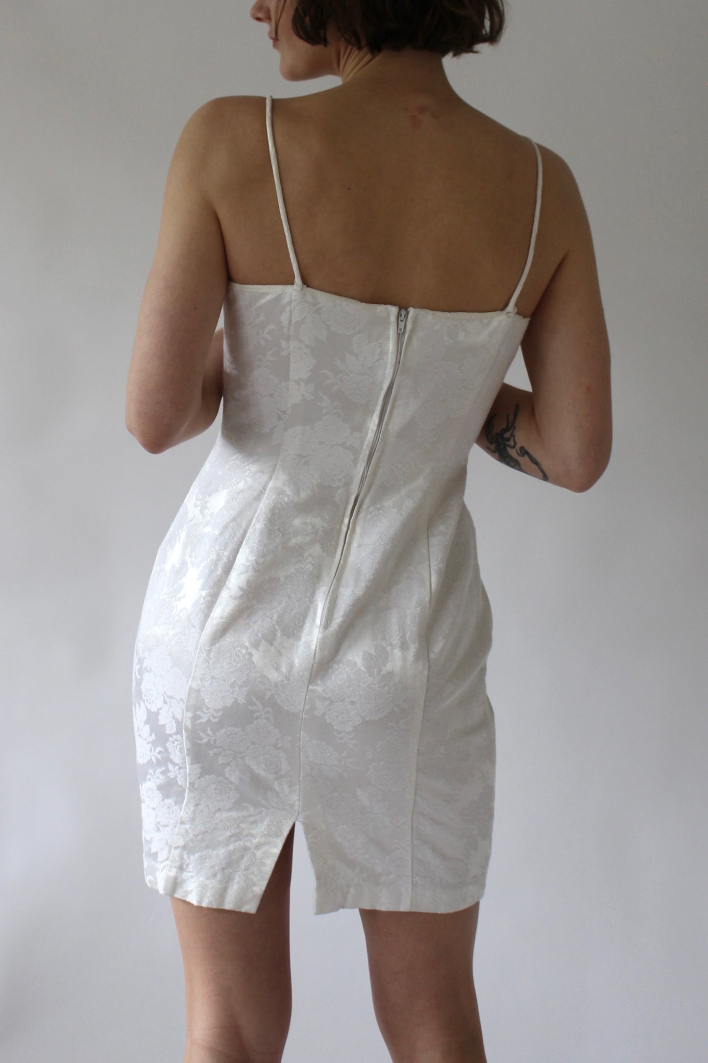 Vintage Ivory Floral-Print Dress