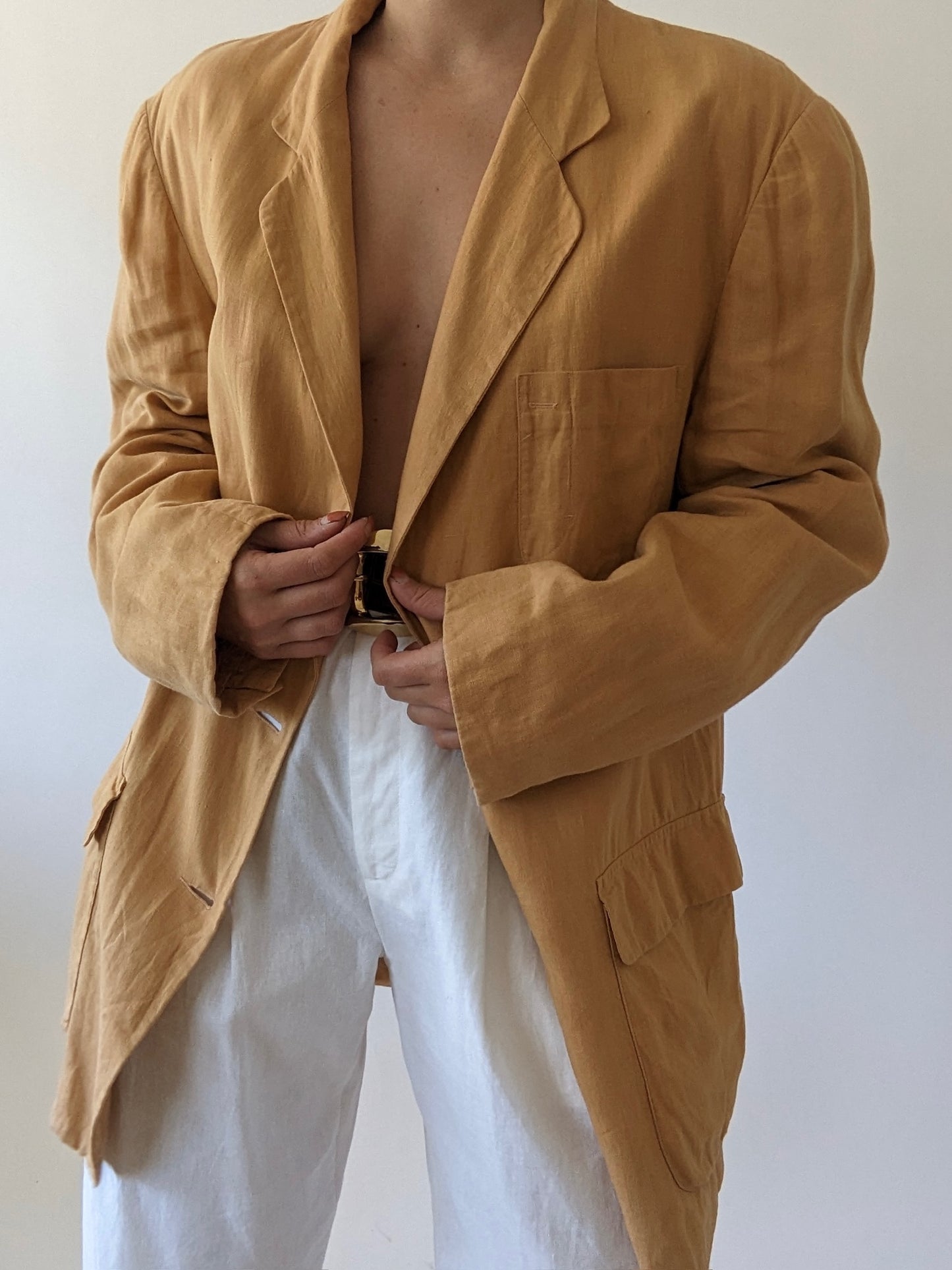 Vintage Calvin Klein Apricot Linen Blazer