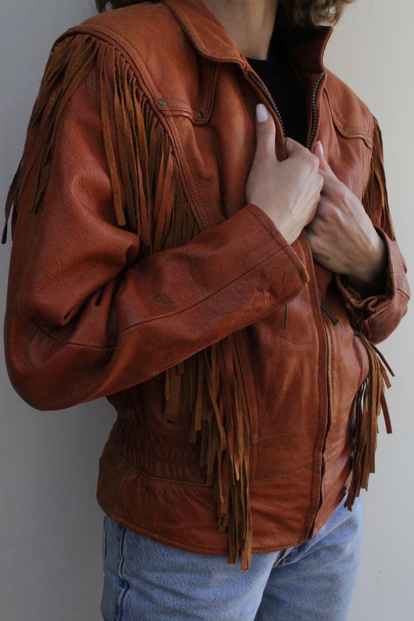 Absolute Favorite Vintage Pebbled Leather Fringe Jacket