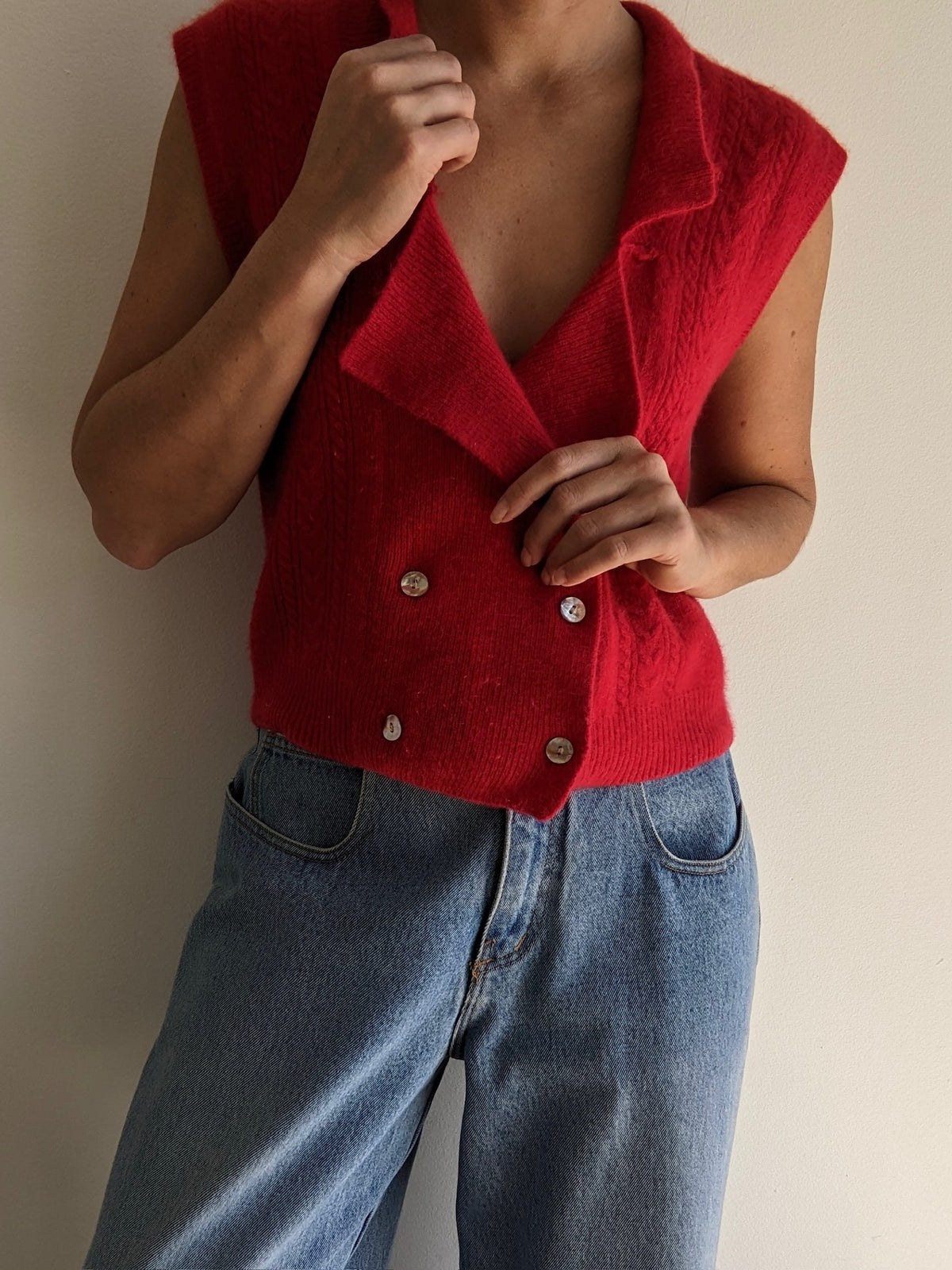Vintage Cherry Angora Sweater Vest