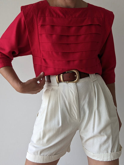 Vintage Cayenne Pleated Silk Noil Blouse