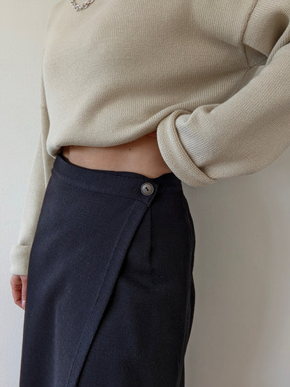 Vintage Black Knit Wrap Skirt