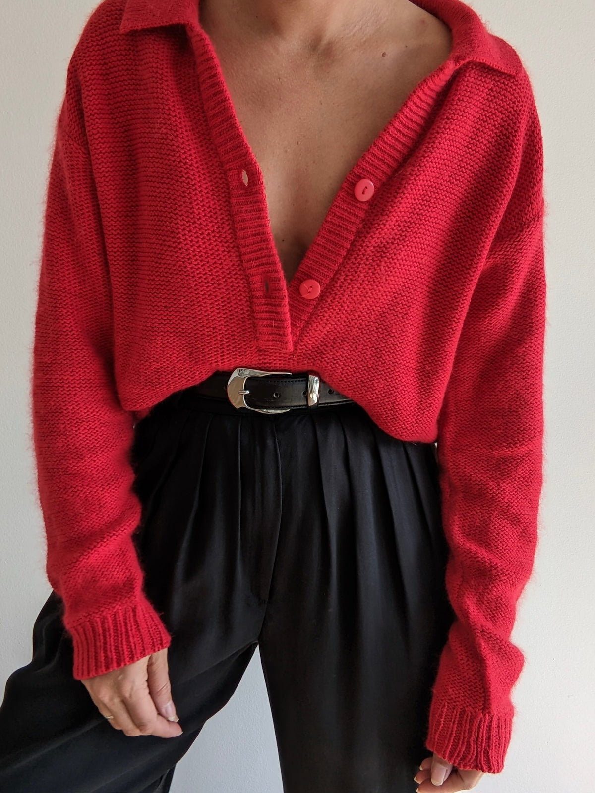 Vintage Cayenne Silk & Angora Henley