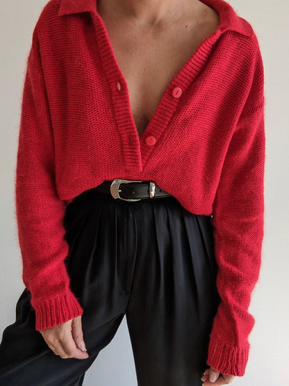 Vintage Cayenne Silk & Angora Henley