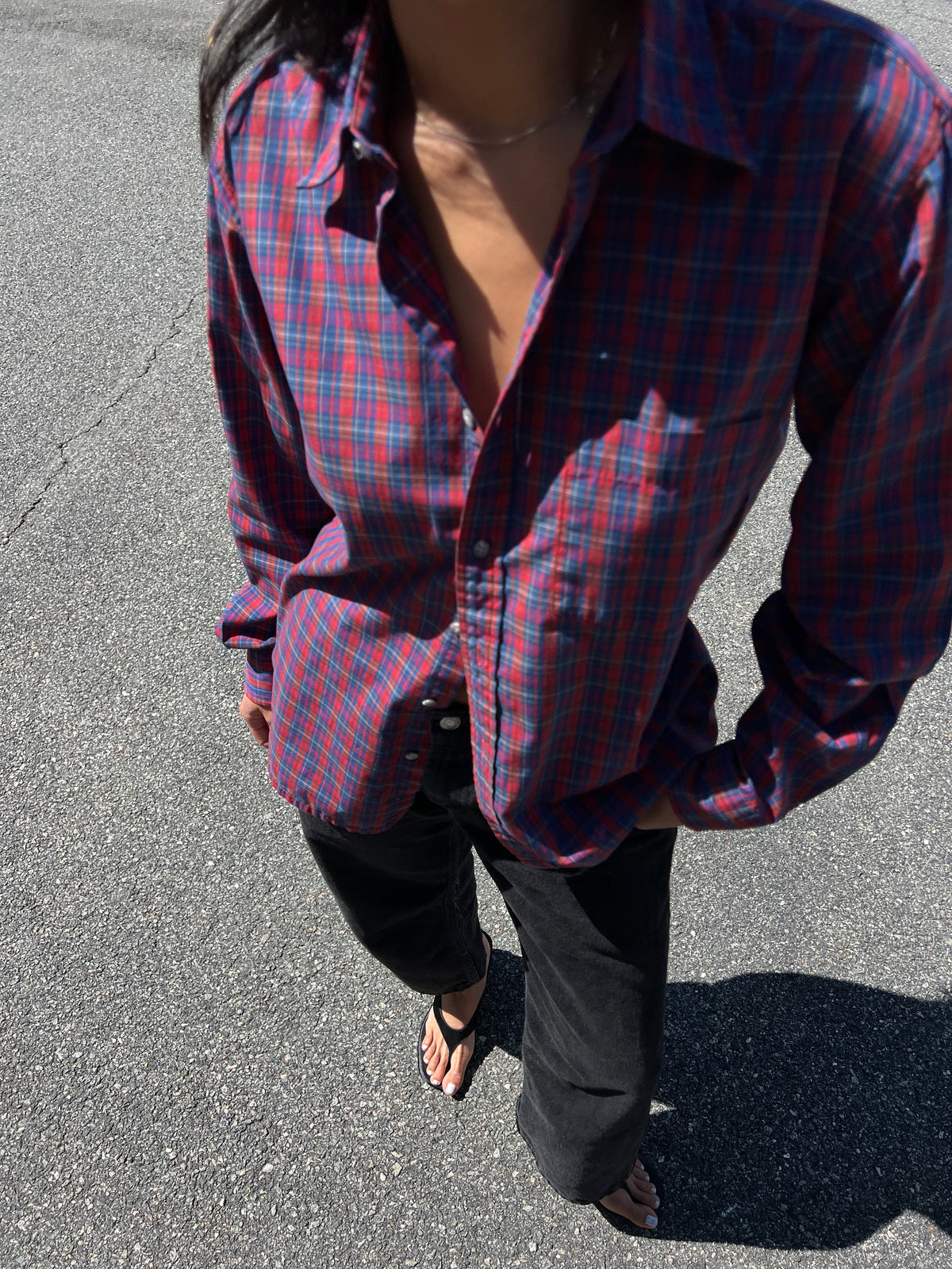 Vintage Yves Saint Laurent Crimson & Fern Plaid Button Up