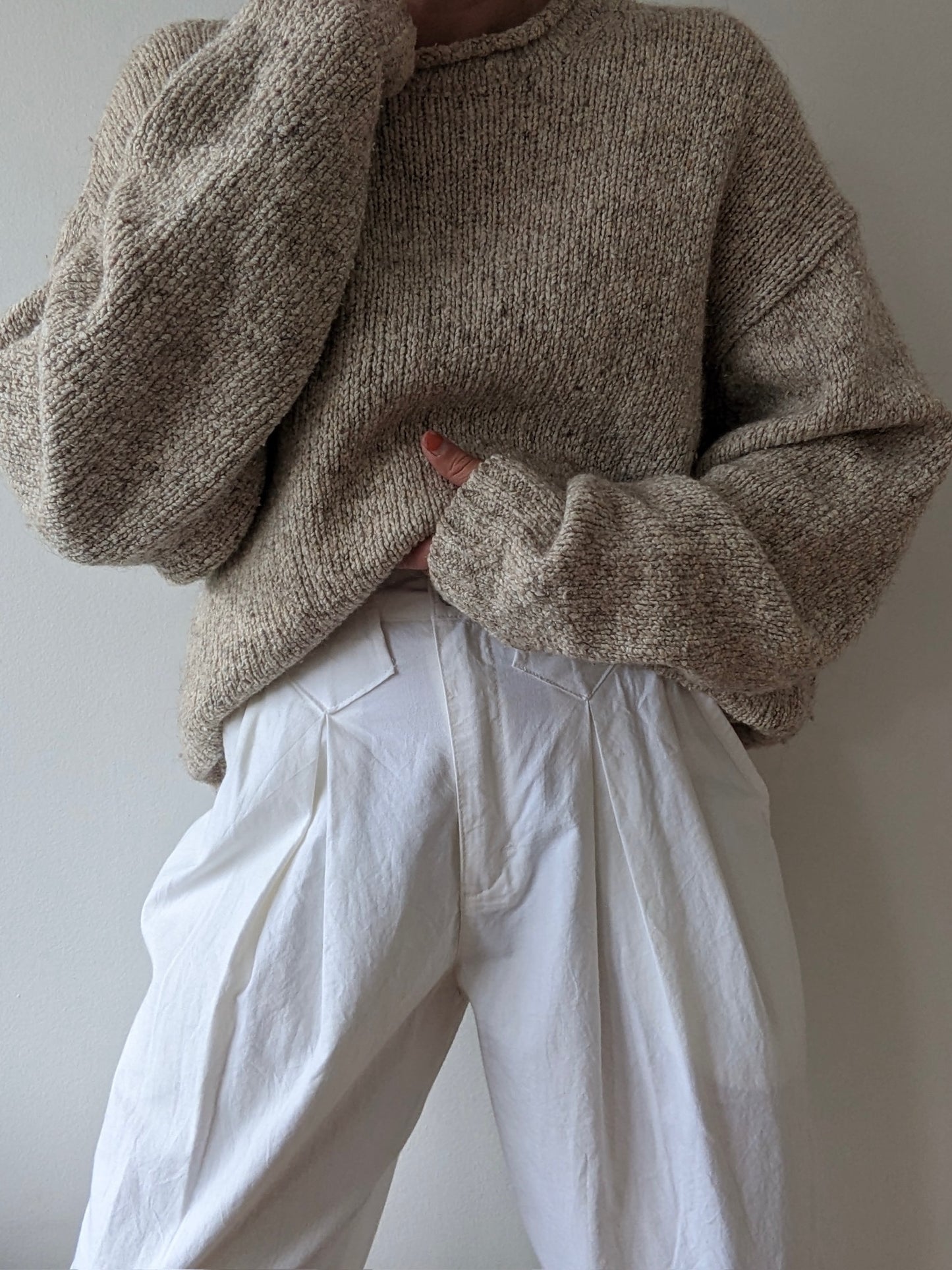 Vintage Oat Wool & Silk Roll Neck Sweater