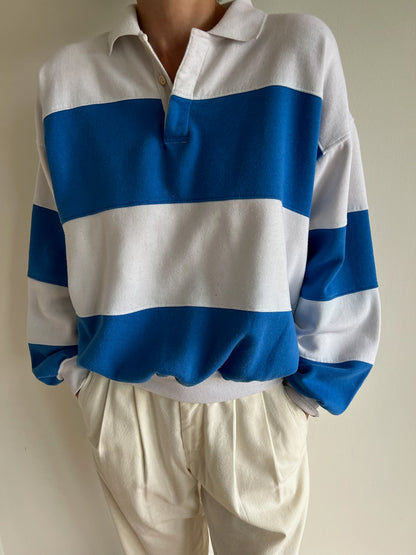 Vintage Blue & White Striped Henley
