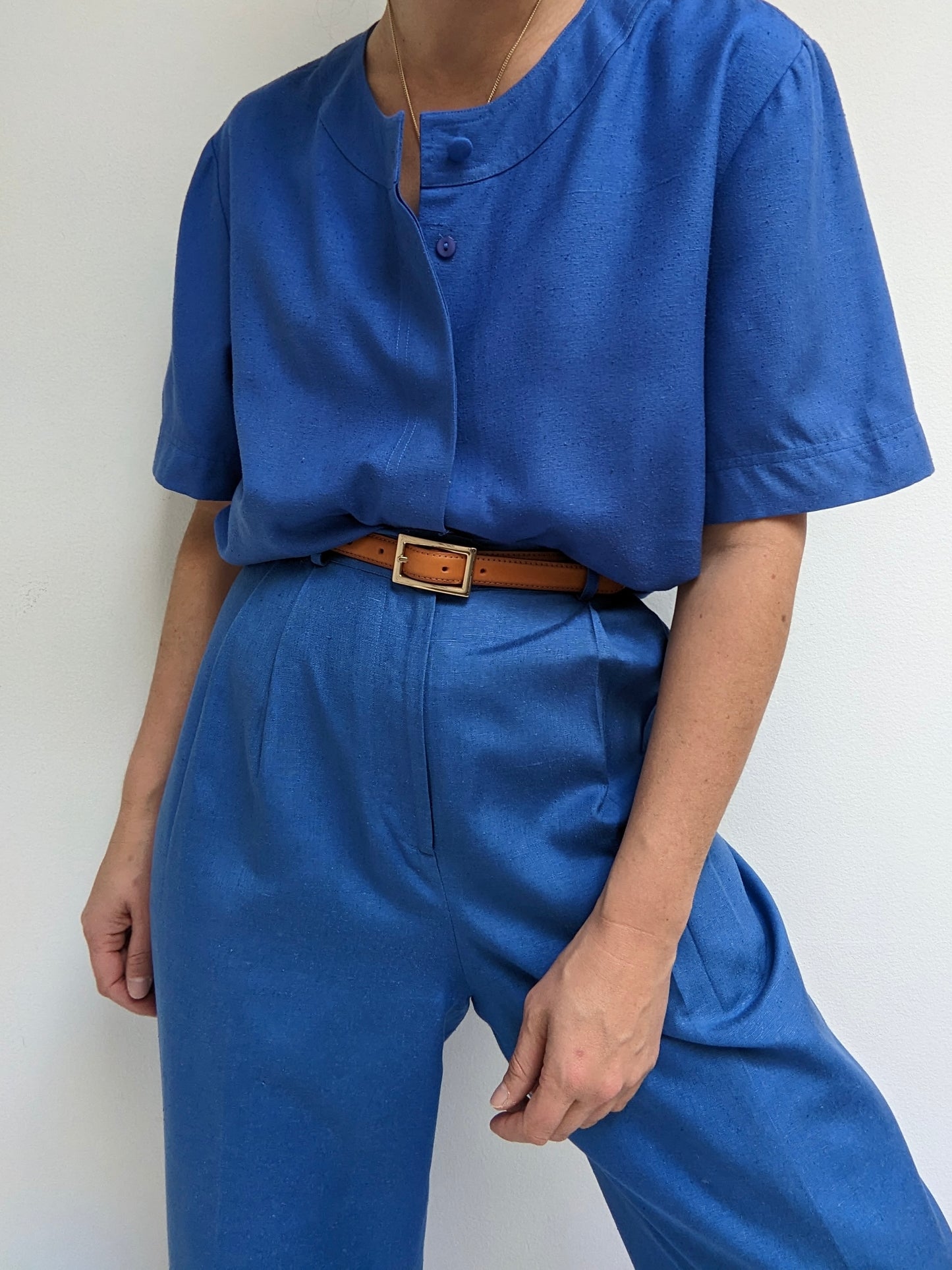 Vintage Cerulean Raw Silk Pant Set