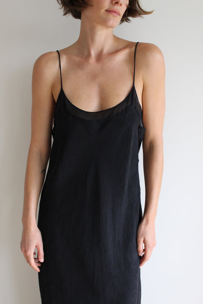 90s Onyx Silk Slip Dress